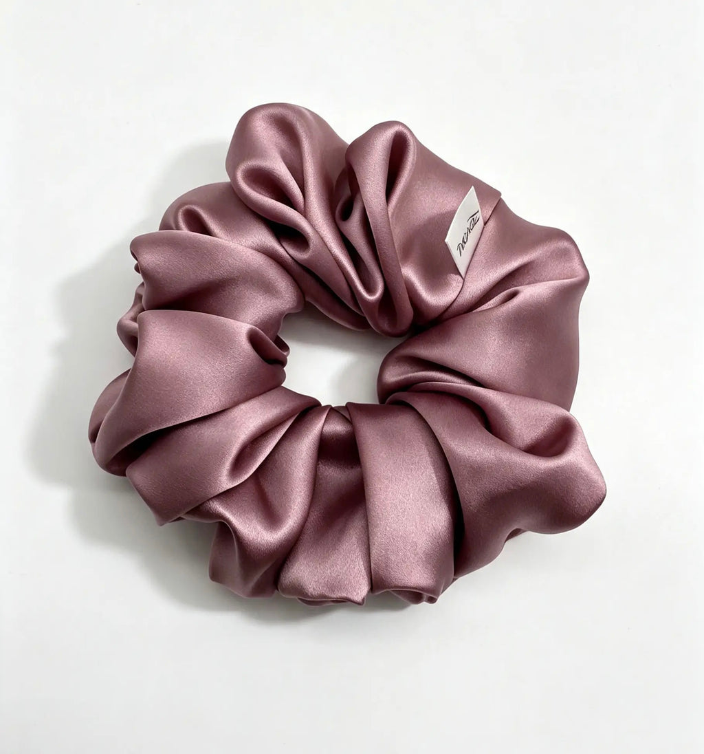 The Oversized Silk Scrunchie — Dusty Mauve
