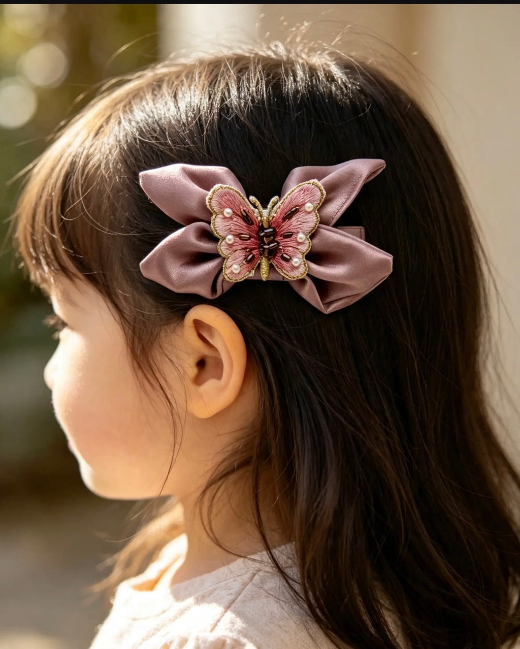 ZENORI Little Butterfly Bow Clip — Dusty Rose