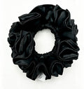 The Ruffle Silk Scrunchie Midnight Black - ZENORI mulberry silk ruffle scrunchie