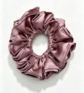 The Ruffle Silk Scrunchie Dusty Rose - ZENORI mulberry silk ruffle scrunchie
