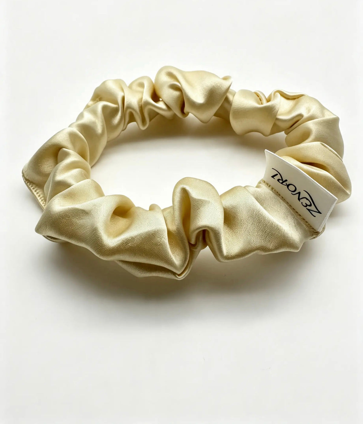 ZENORI Mini Silk Scrunchie — Champagne Ivory
