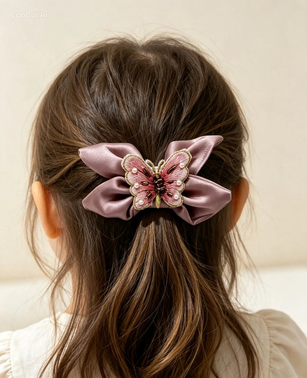 ZENORI Little Butterfly Bow Clip — Dusty Rose