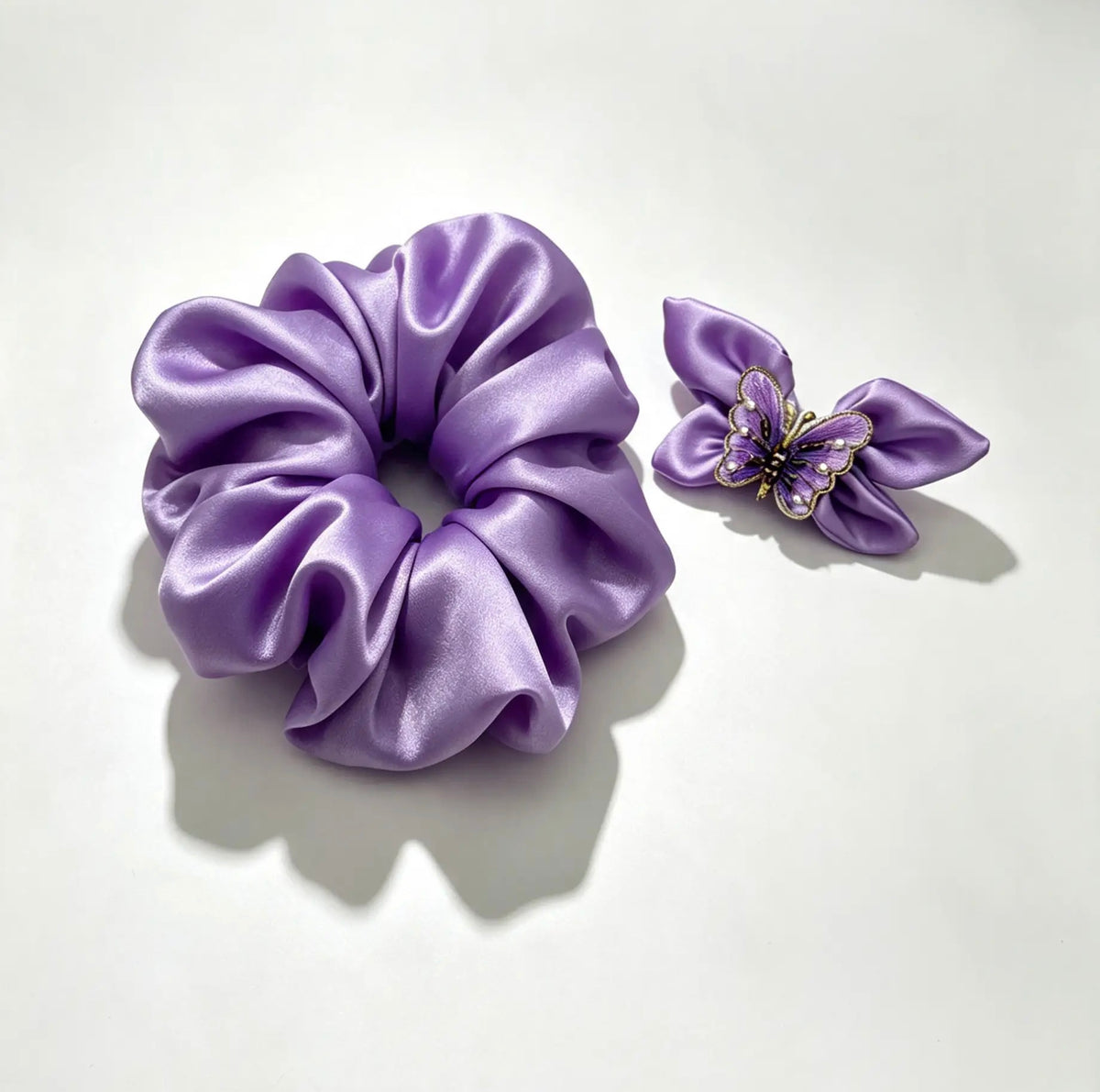 The Mom & Me Silk Set Lavender - ZENORI matching mother daughter mulberry silk scrunchies in lavender