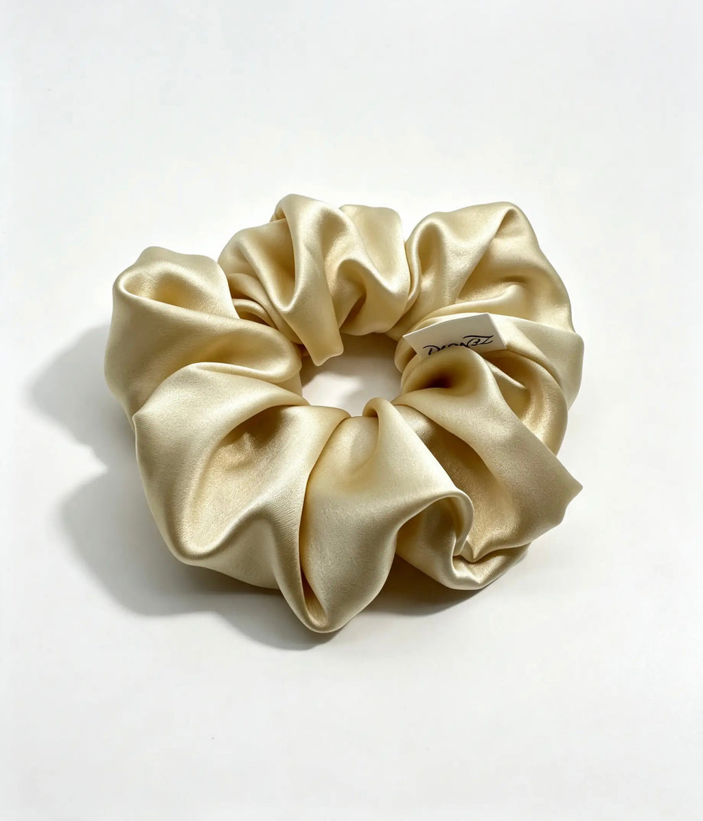 The Oversized Silk Scrunchie — Champagne Ivory