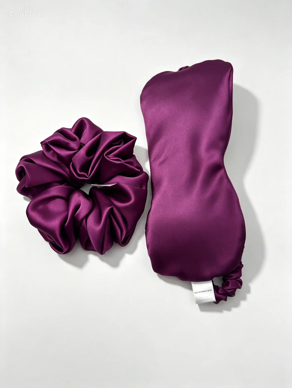 The Slumber Luxury Sleep Set - ZENORI mulberry silk sleep mask and oversized scrunchie in deep plum