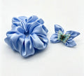 The Mom & Me Silk Set Periwinkle - ZENORI matching mother daughter mulberry silk scrunchies in periwinkle blue