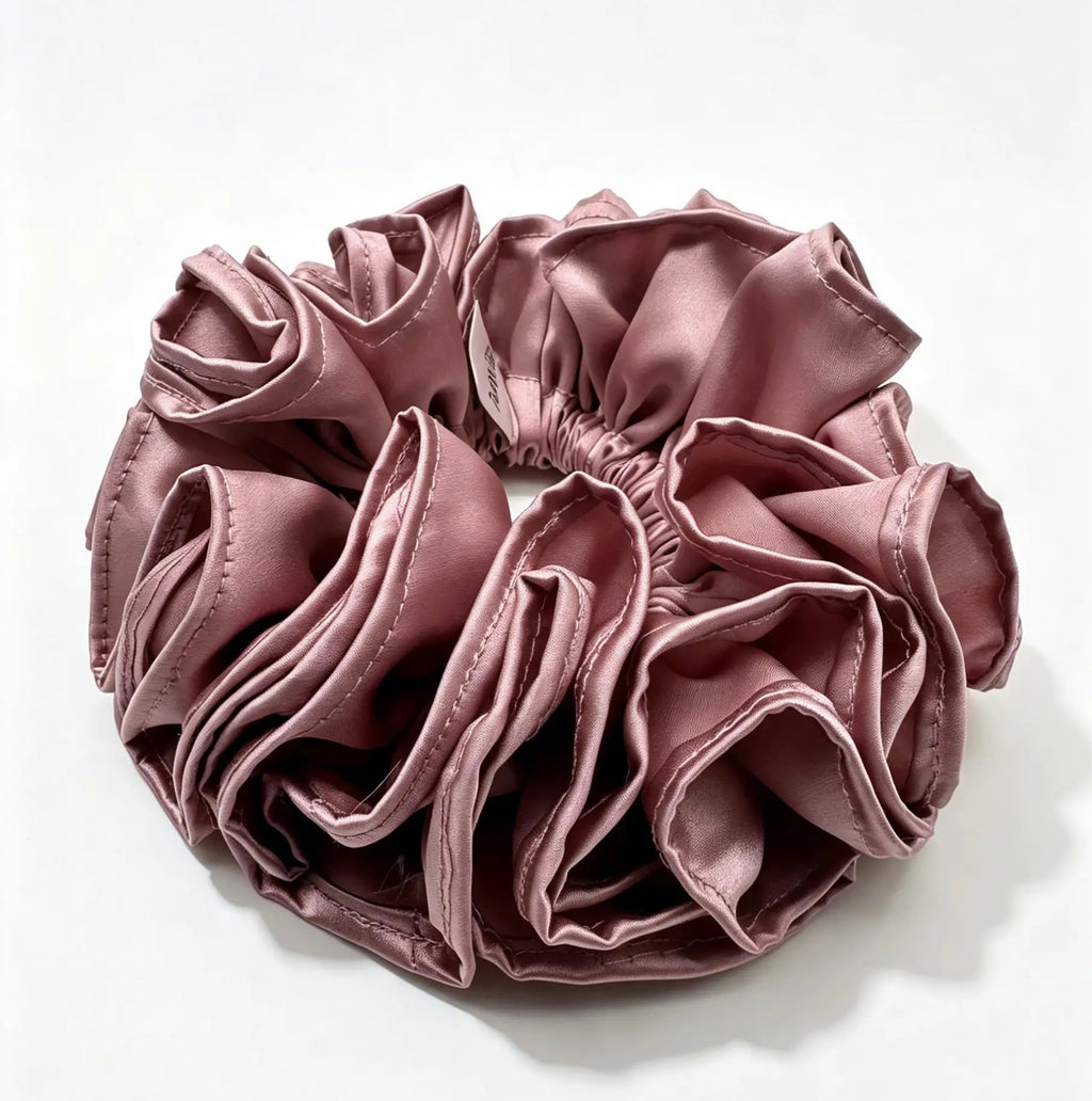 The Ruffle Silk Scrunchie — Dusty Rose