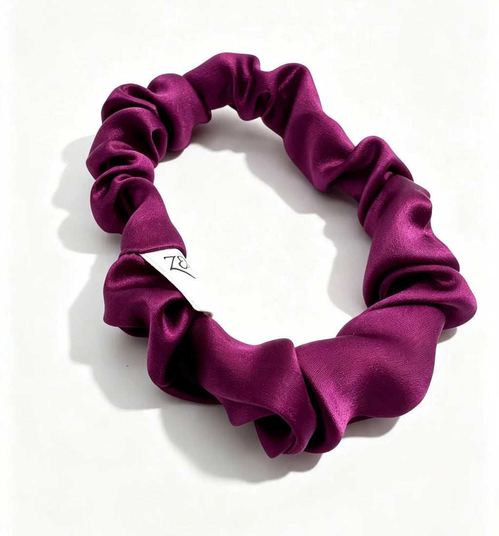 ZENORI Mini Silk Scrunchie — Deep Plum