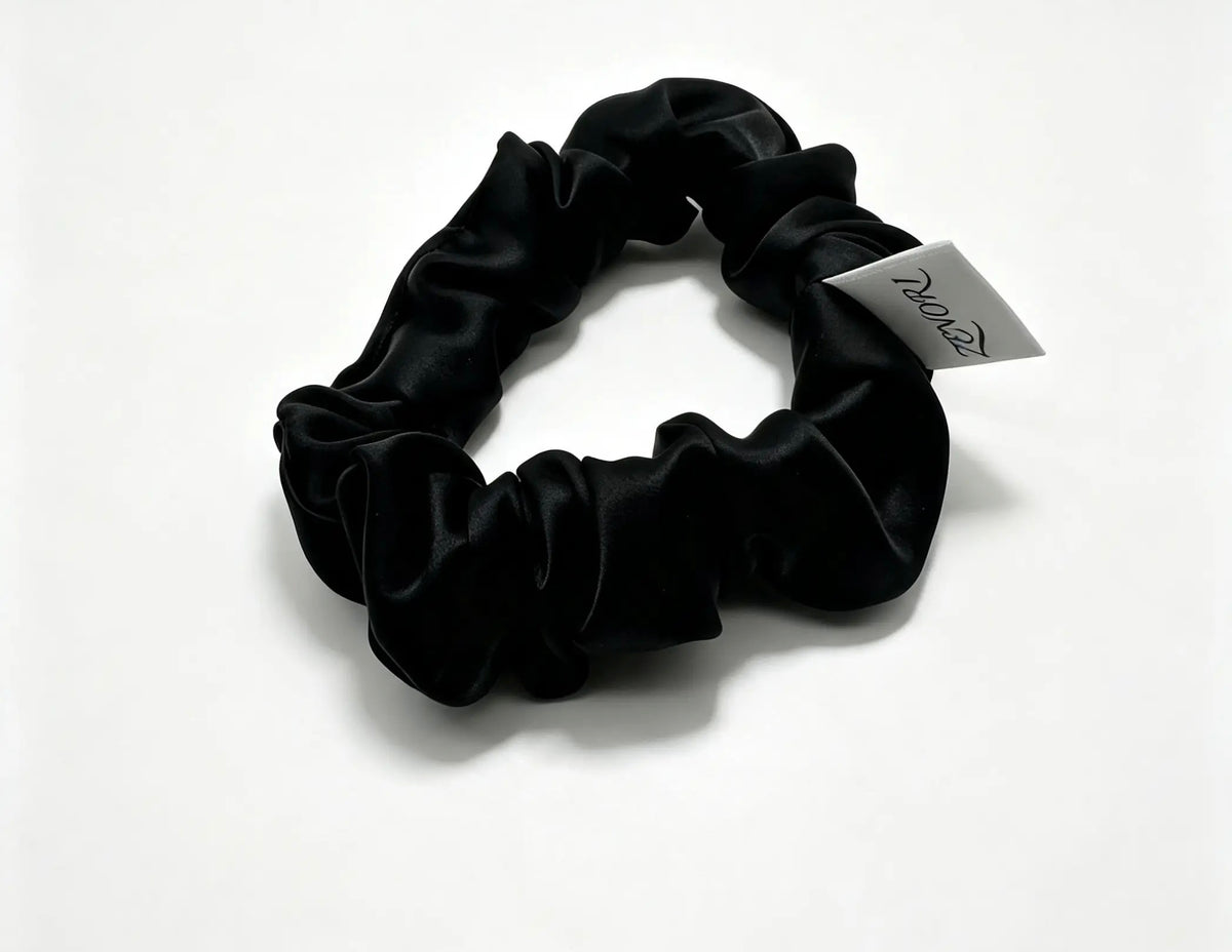 ZENORI Mini Silk Scrunchie — Midnight Black
