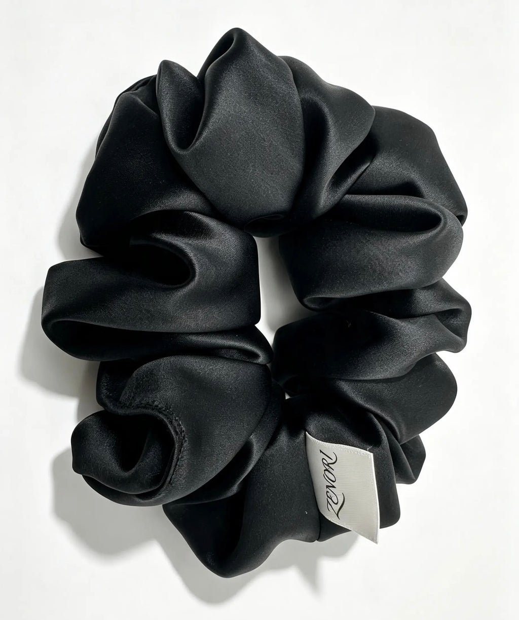 The Oversized Silk Scrunchie — Midnight Black